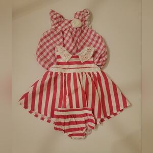 Crown & Ivy Pink and White Striped Kids Matching Set